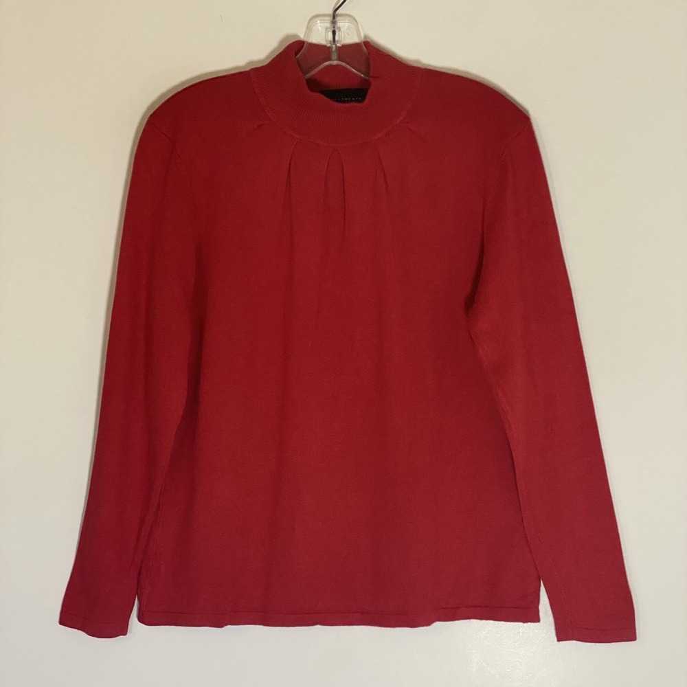Investments Sweater Womens PL Red Mock Neck Long Sleeve Classic Y2K 90s Comfy